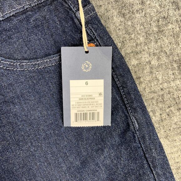 Universal Thread Cut Off Shorts Women's 6 Dark Blue Midi Cotton Pockets Stretch‎ - Picture 3 of 13